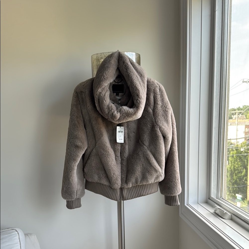 Banana Republic Luxe Faux Fur Jacket taupe